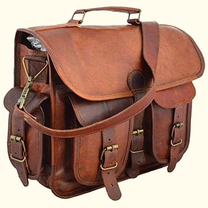Top Grain Leather Briefcase Bag — Vintage Handcrafted Style