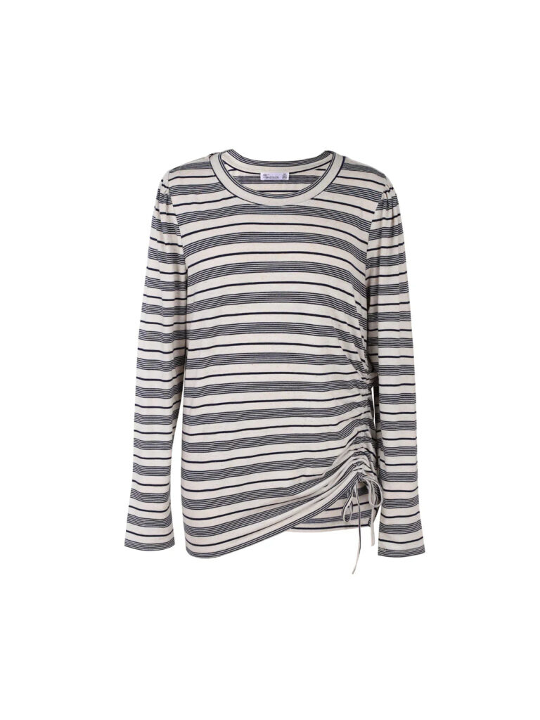 Crewneck Ruched Long Sleeve Stripe Top: Complete Review