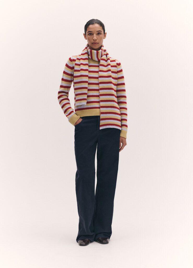 Rosha Shrunken Crewneck in Ruby Red and Dust Blue Stripe: Complete Review