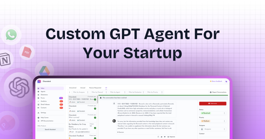 Chaindesk – Build a ChatGPT AI Chatbot for your website: Overview