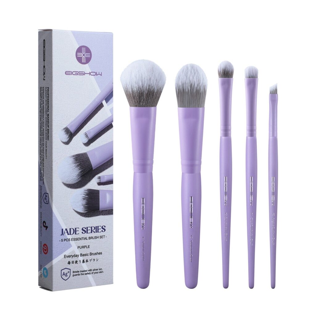Taking a Look at EIGSHOW 5Pcs Silver Ion Essential Makeup Brush Set for Beginners & Travel Ultra Soft & Pro(Purple)