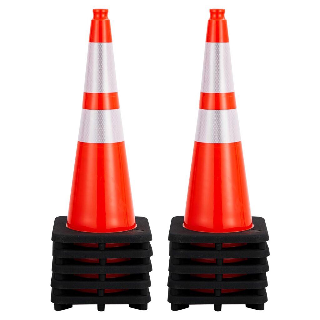Garvee Traffic Cones 28 in PVC Orange Safety Road Parking Cones with 2 Reflective Collars for Construction and Traffic Control, 10 PCS, Durable: Overview