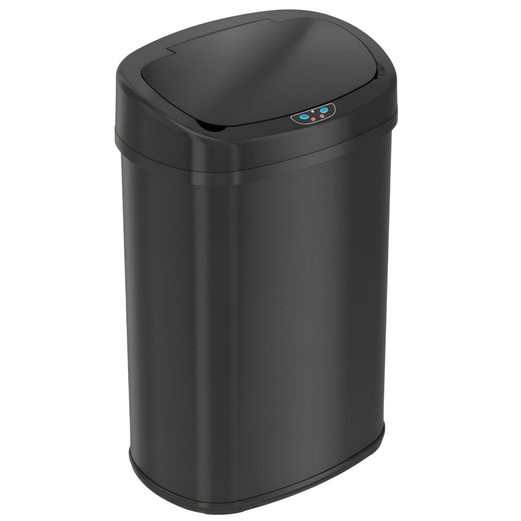 50 Liter / 13 Gallon Oval Matte Black Stainless Steel Sensor Kitchen Trash Can with AbsorbX Odor Filter Overview 2026