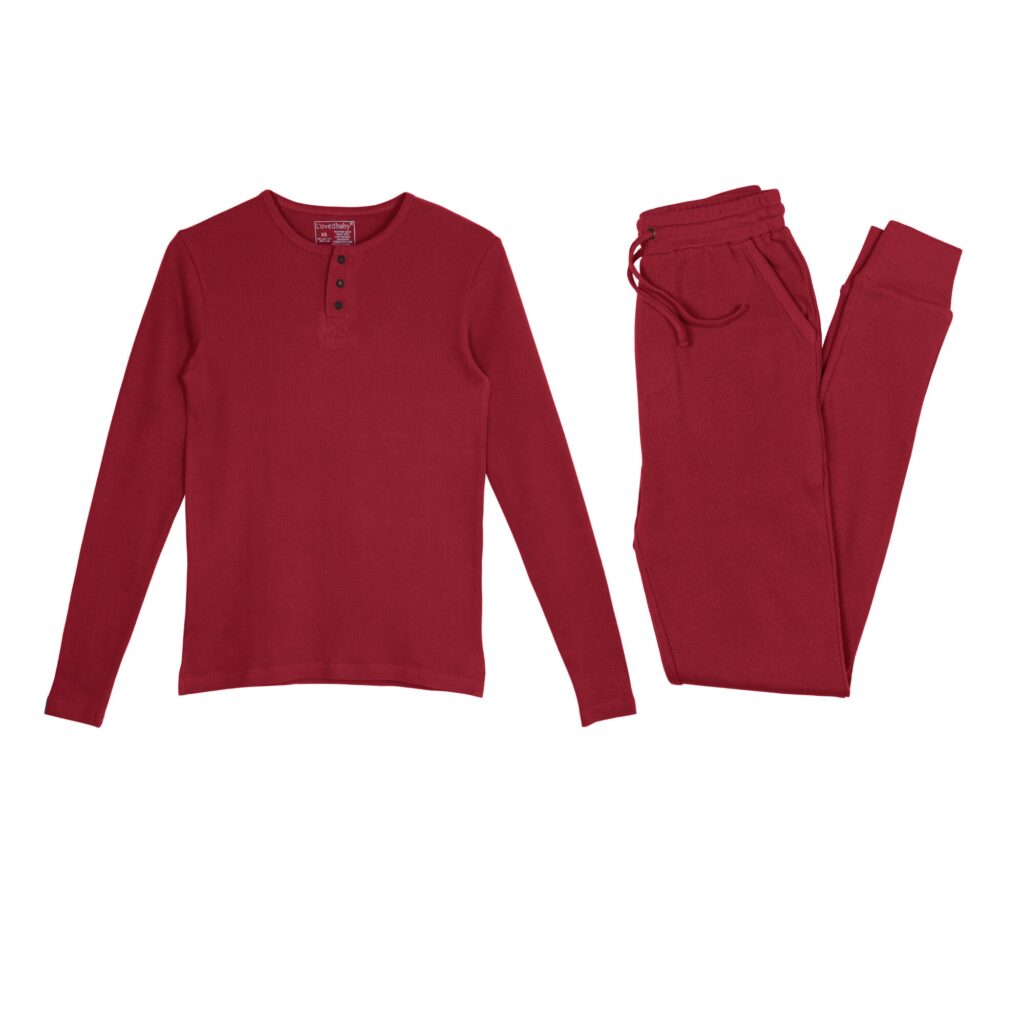 A Closer Look at Crimson | Men's Organic Thermal Lounge Set