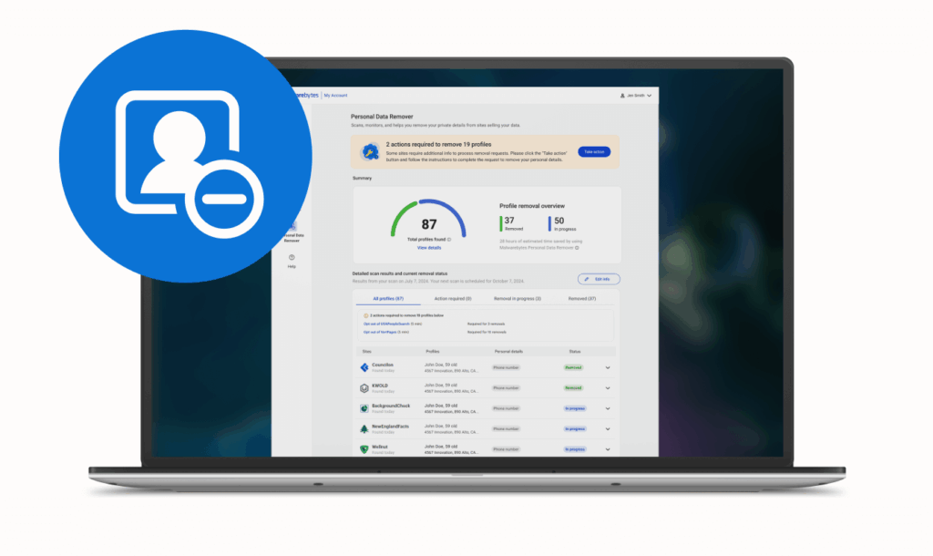 Monitor and delete your personal data online | Malwarebytes: Overview