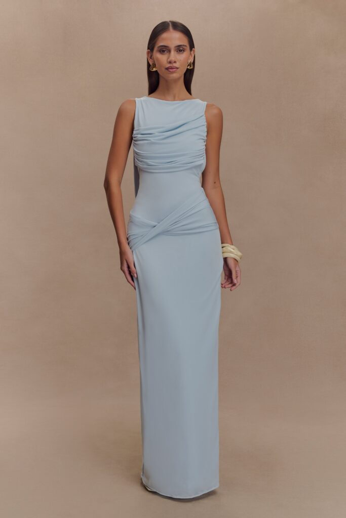 Henley Slinky Drape Maxi Dress – Pale Blue – Overview & Review