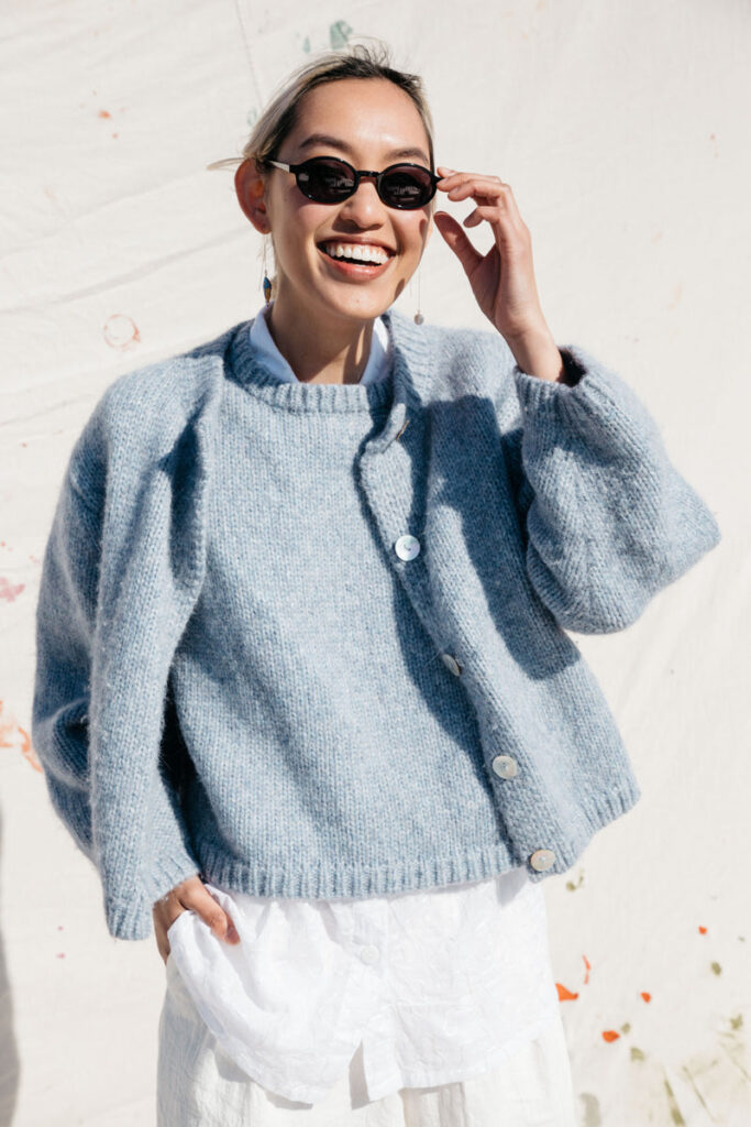 Handmade Chunky Knit Sheba Cardigan Sweater Powder