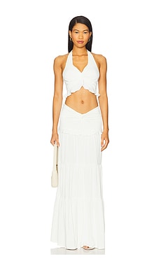 A Closer Look at MORE TO COME Noelle Maxi Skirt Set in White from Revolve.com