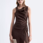 Twist-Strap Linen Midi Dres
